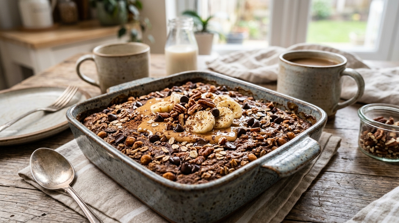 Finished mocha chickpea breakfast bake served