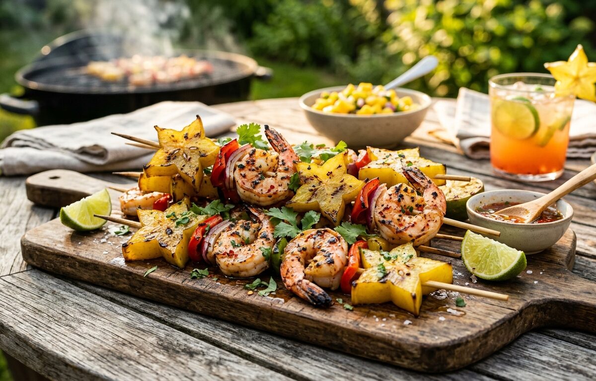 Grilled Starfruit and Shrimp Skewers - main hero image