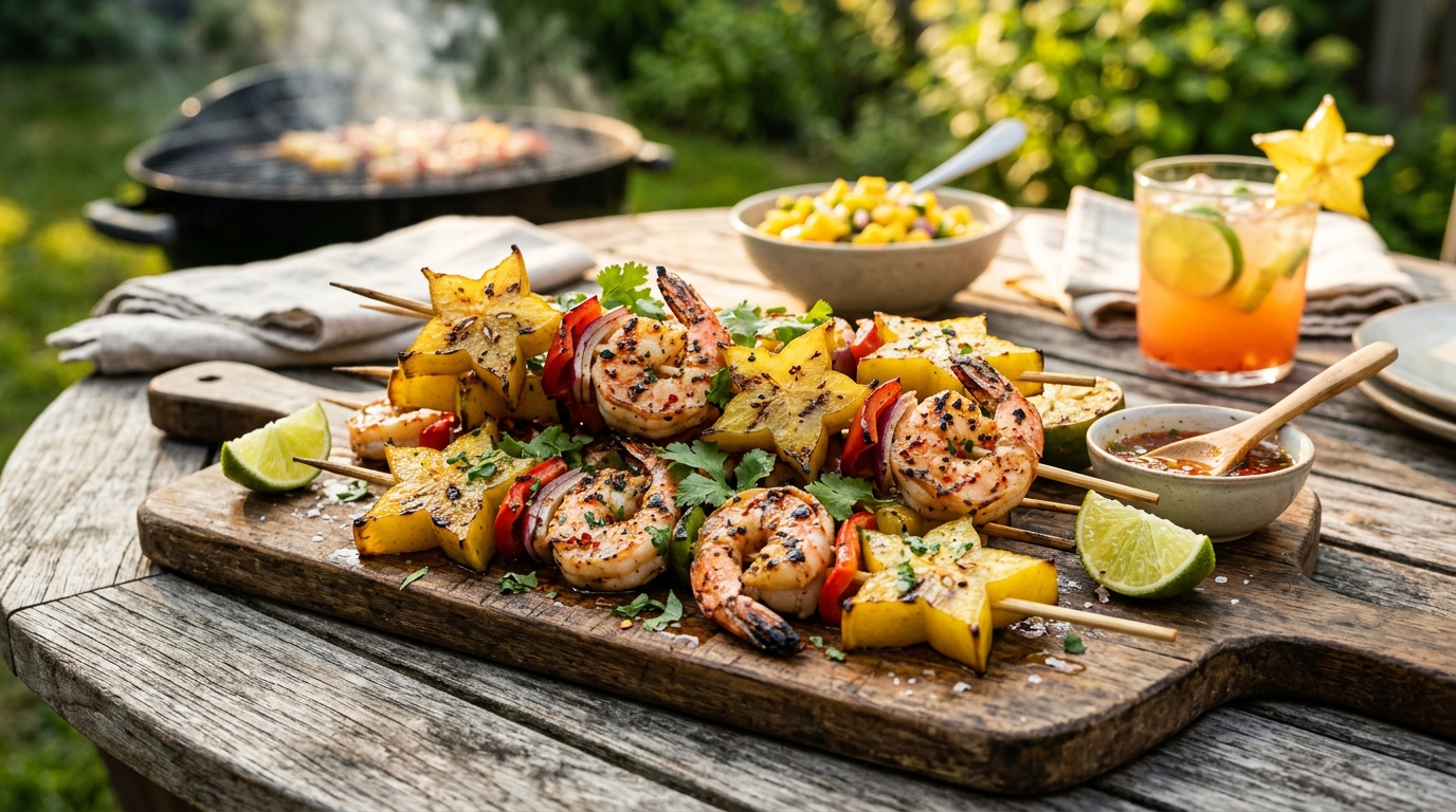 Grilled Starfruit and Shrimp Skewers - main hero image