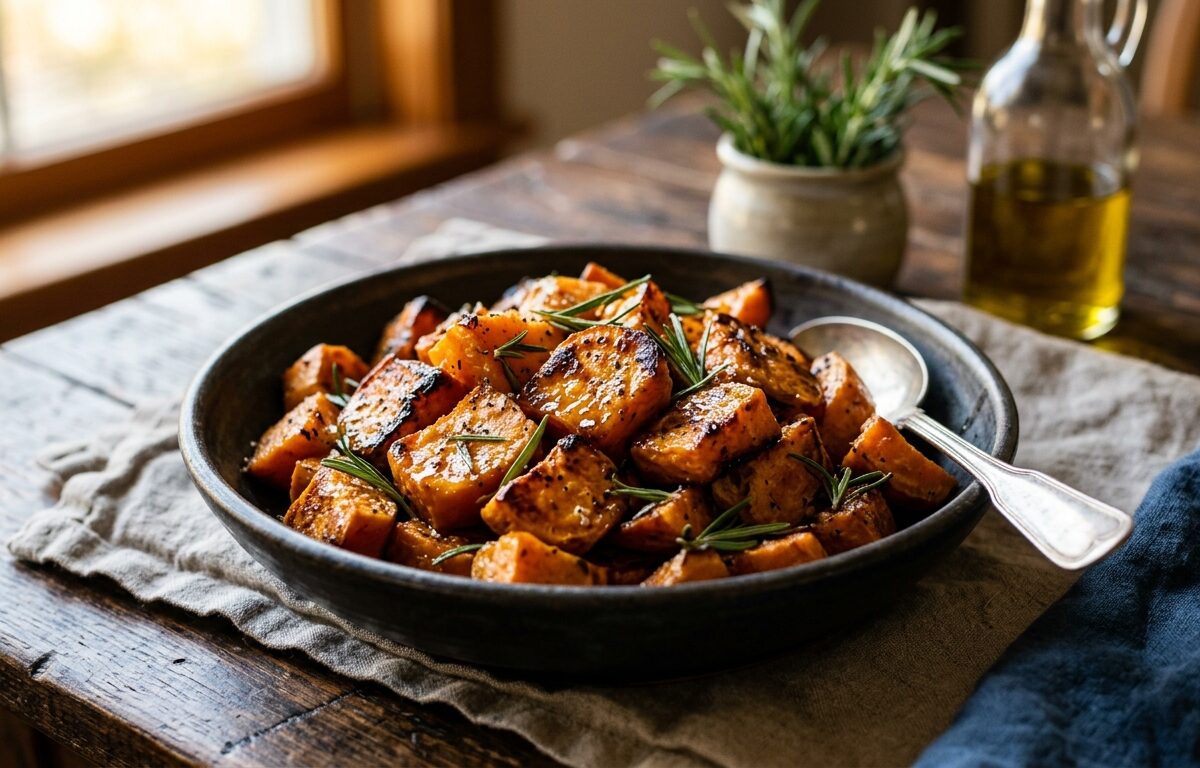 Rosemary Honey Roasted Sweet Potatoes - main hero image