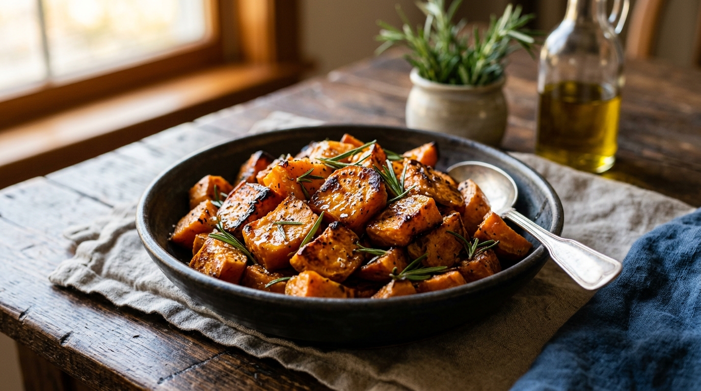 Rosemary Honey Roasted Sweet Potatoes - main hero image