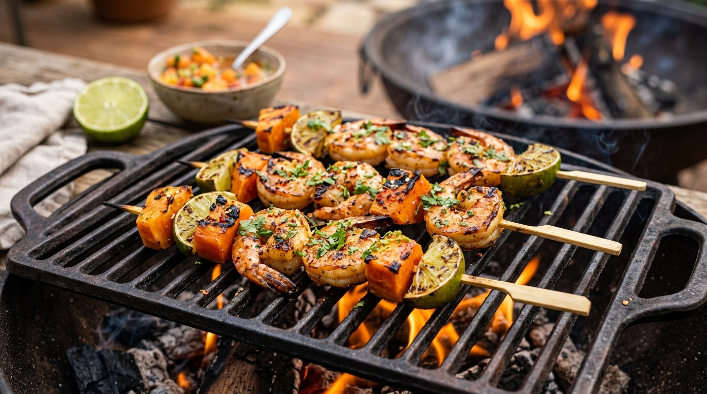 Papaya and Lime Grilled Shrimp Skewers - main hero image