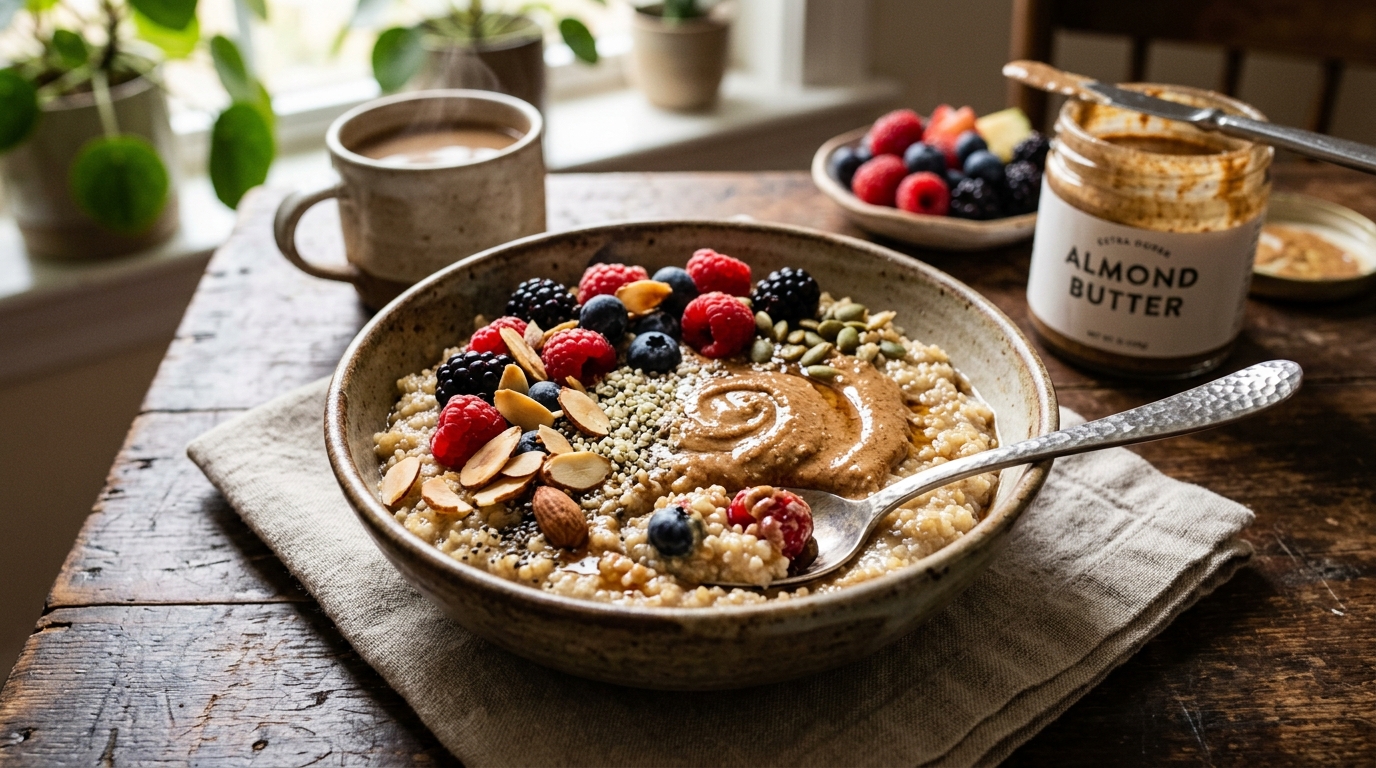 Almond Butter Quinoa Breakfast Bowl - main hero image