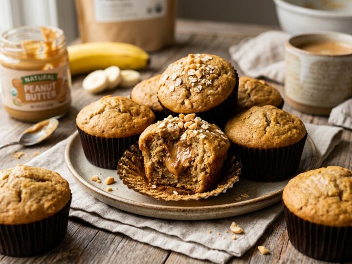 Banana Peanut Butter Protein Muffins - main hero image