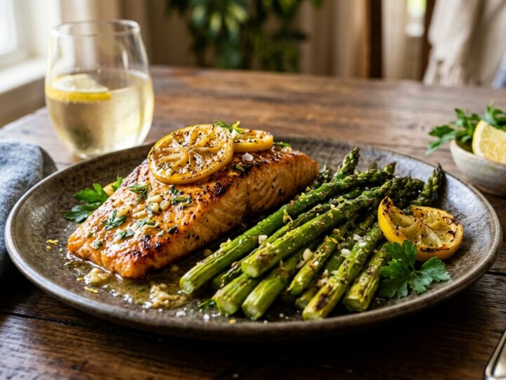 Lemon Garlic Salmon with Roasted Asparagus - main hero image