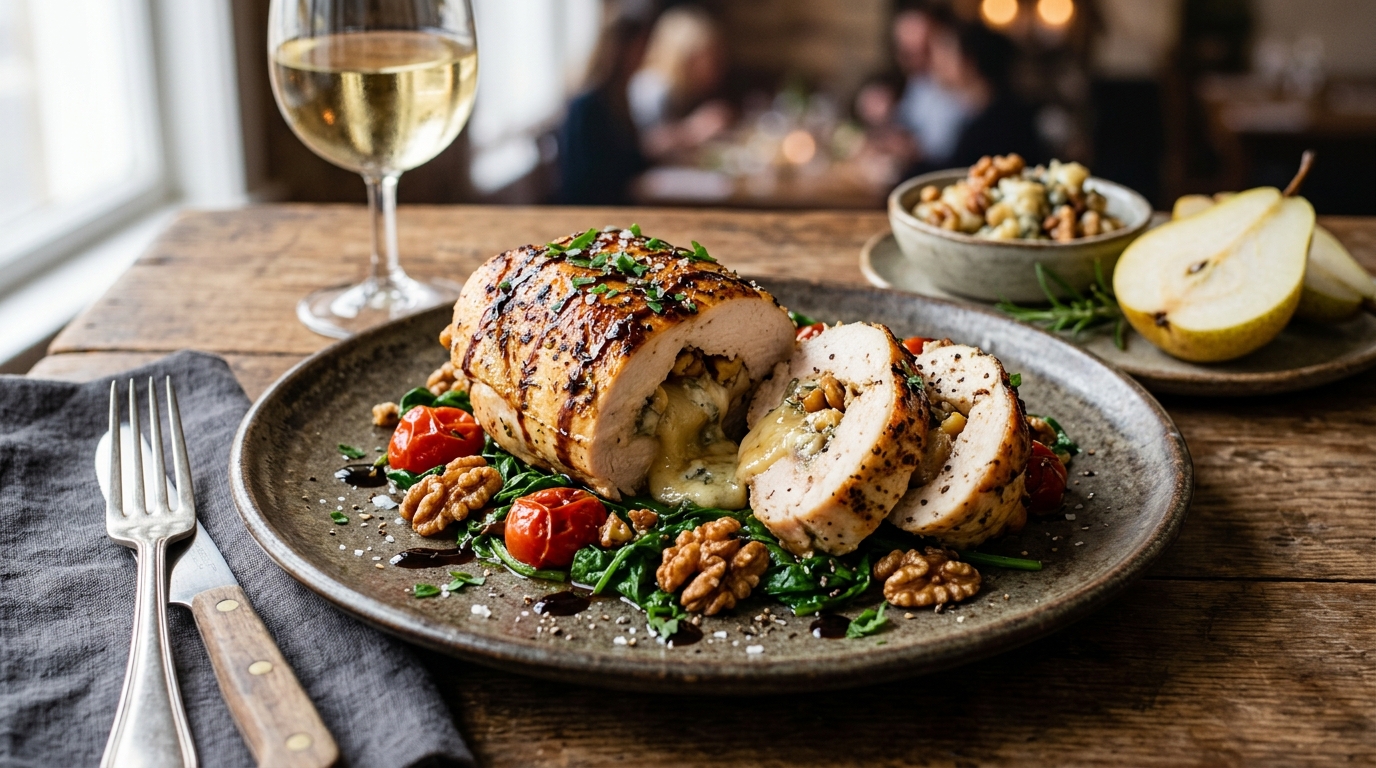 Pear and Gorgonzola Stuffed Chicken - main hero image