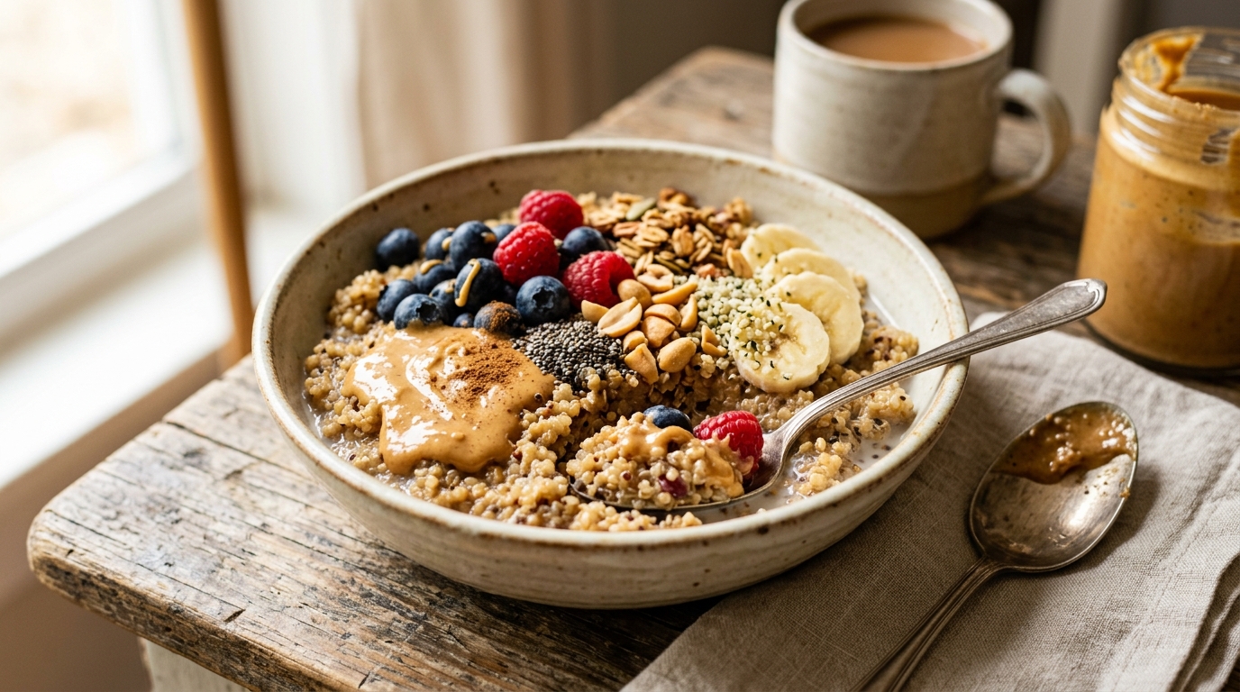 Peanut Butter Quinoa Breakfast Bowl - main hero image