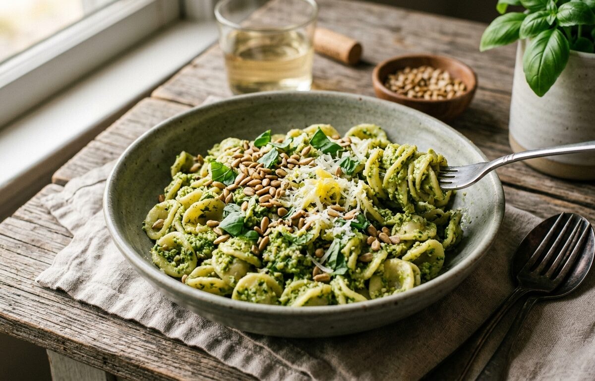 Sunflower Seed Pesto Pasta - main hero image