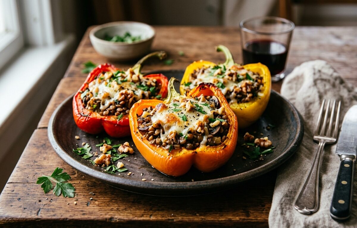 Walnut and Lentil Stuffed Peppers - main hero image
