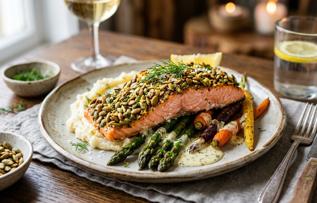 Pumpkin Seed Crusted Salmon - main hero image
