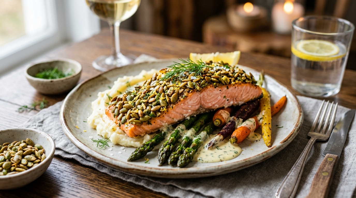 Pumpkin Seed Crusted Salmon - main hero image