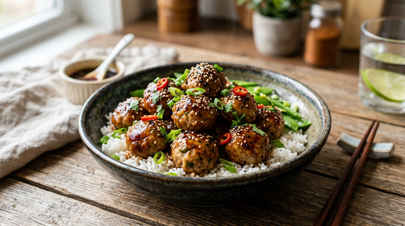 Sesame Ginger Turkey Meatballs - main hero image