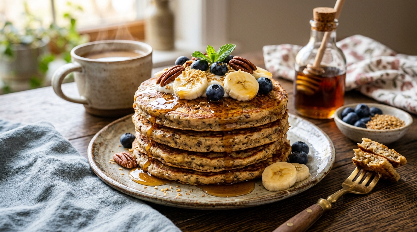 Flaxseed and Banana Pancakes - main hero image
