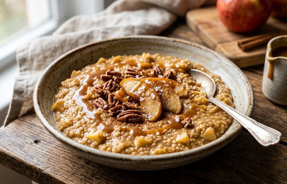 Creamy Caramel Apple Quinoa Pudding - main hero image