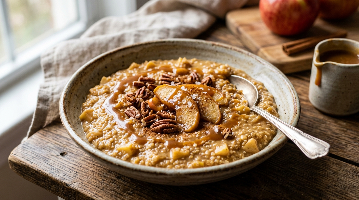 Creamy Caramel Apple Quinoa Pudding - main hero image