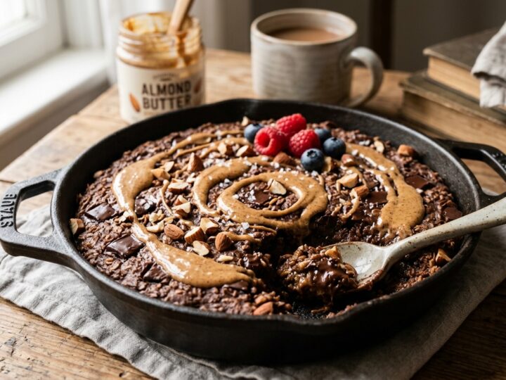 Baked Chocolate Oatmeal with Almond Butter - main hero image