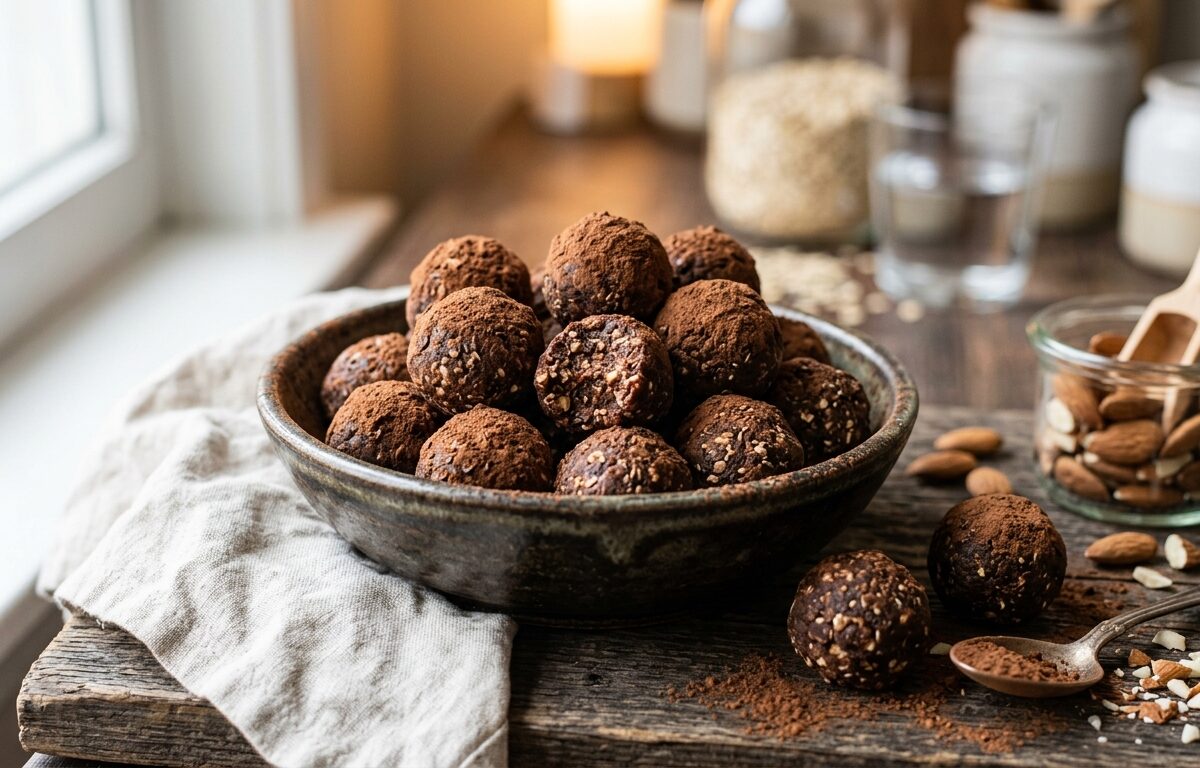 Cocoa-Dusted Almond Protein Balls - main hero image