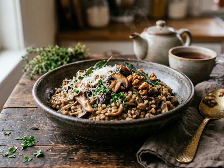 Tea-Infused Mushroom and Barley Risotto - main hero image