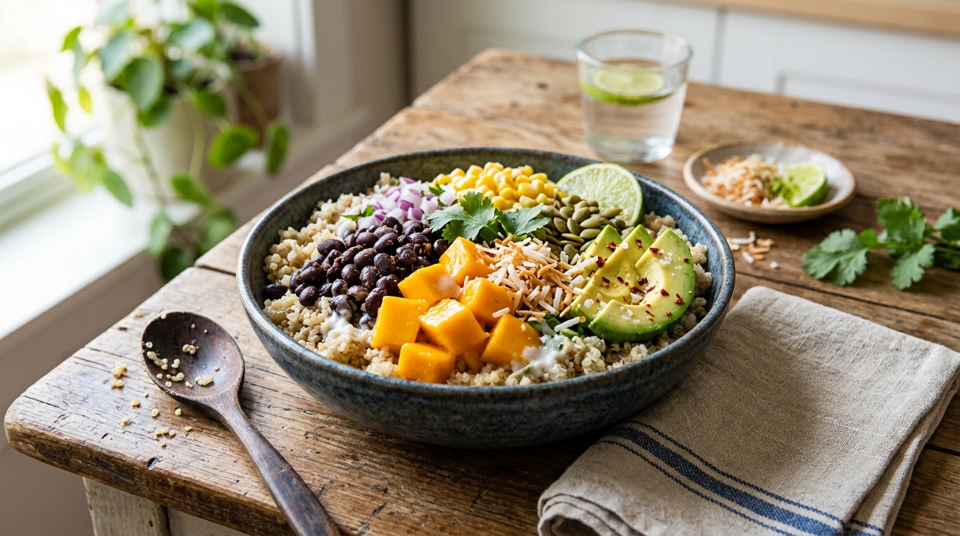 Mango Coconut Quinoa Bowl with Black Beans - main hero image