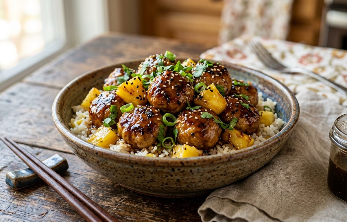 Pineapple Teriyaki Turkey Meatballs - main hero image