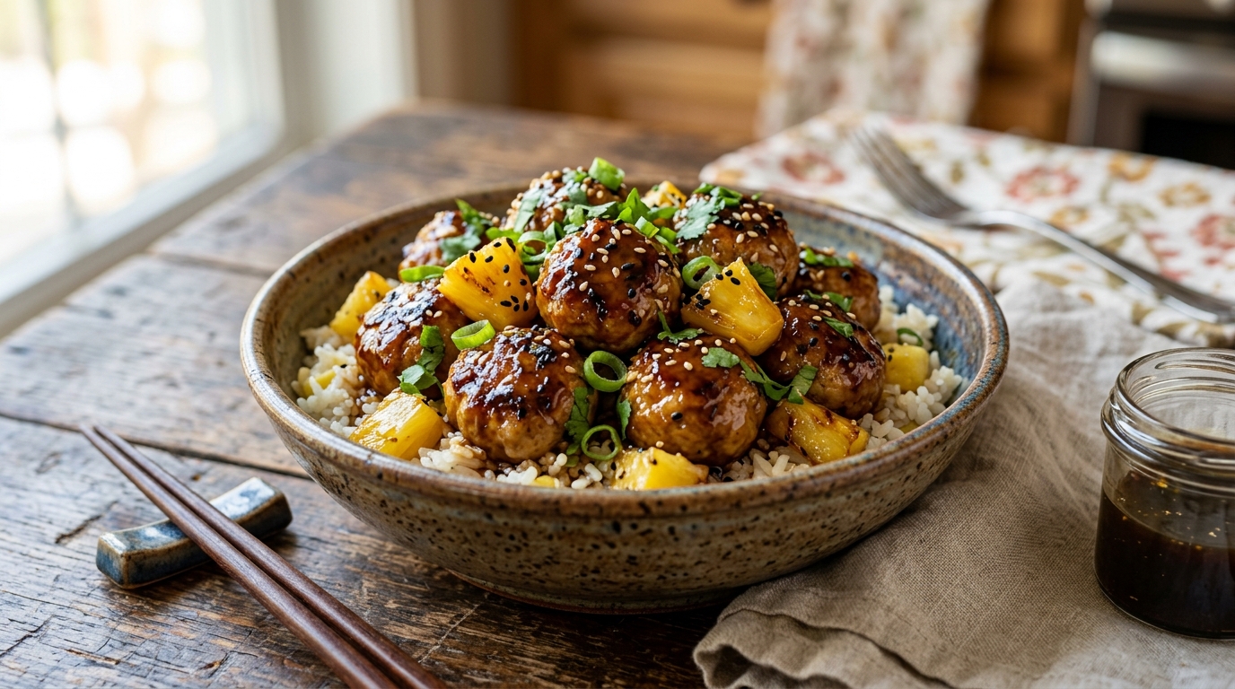 Pineapple Teriyaki Turkey Meatballs - main hero image