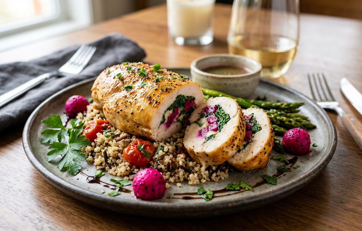 Dragon Fruit and Spinach Stuffed Chicken Breast - main hero image