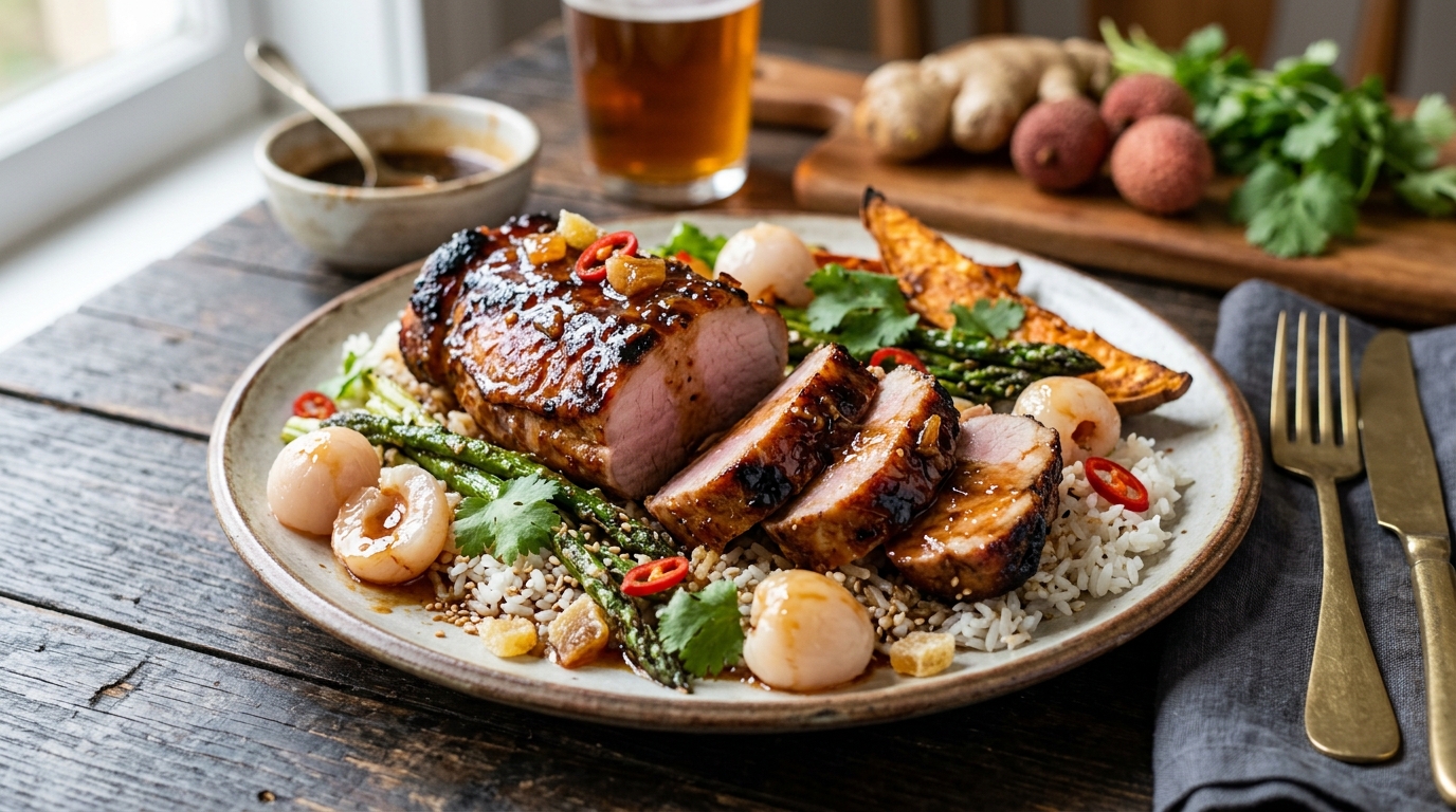 Lychee and Ginger Glazed Pork Tenderloin - main hero image