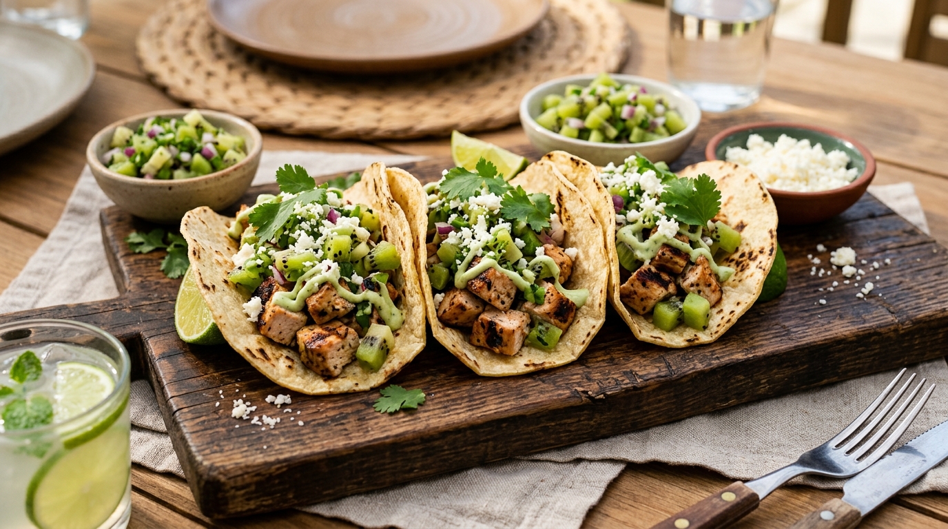Kiwi and Lime Grilled Chicken Tacos - main hero image