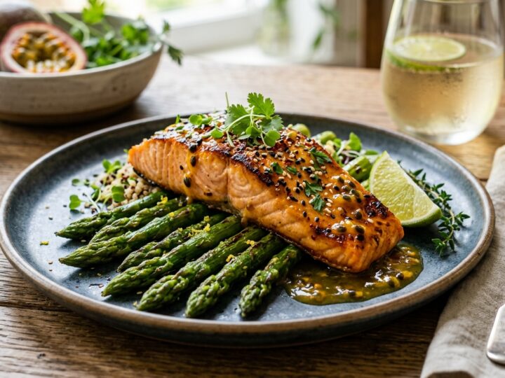 Passion Fruit Glazed Salmon with Asparagus - main hero image