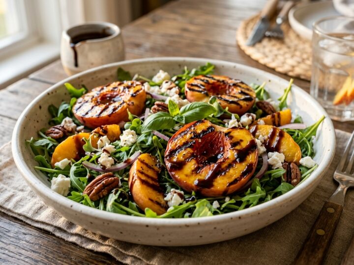 Grilled Peach and Arugula Salad with Balsamic Glaze - main hero image