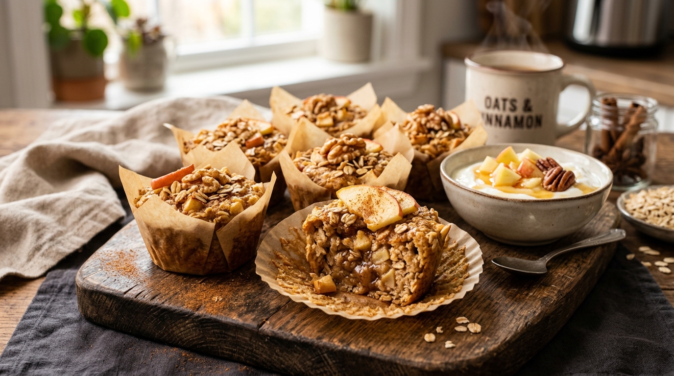 Baked Apple and Cinnamon Oatmeal Cups - main hero image