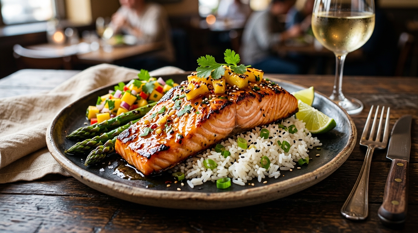 Pineapple and Ginger Glazed Salmon - main hero image