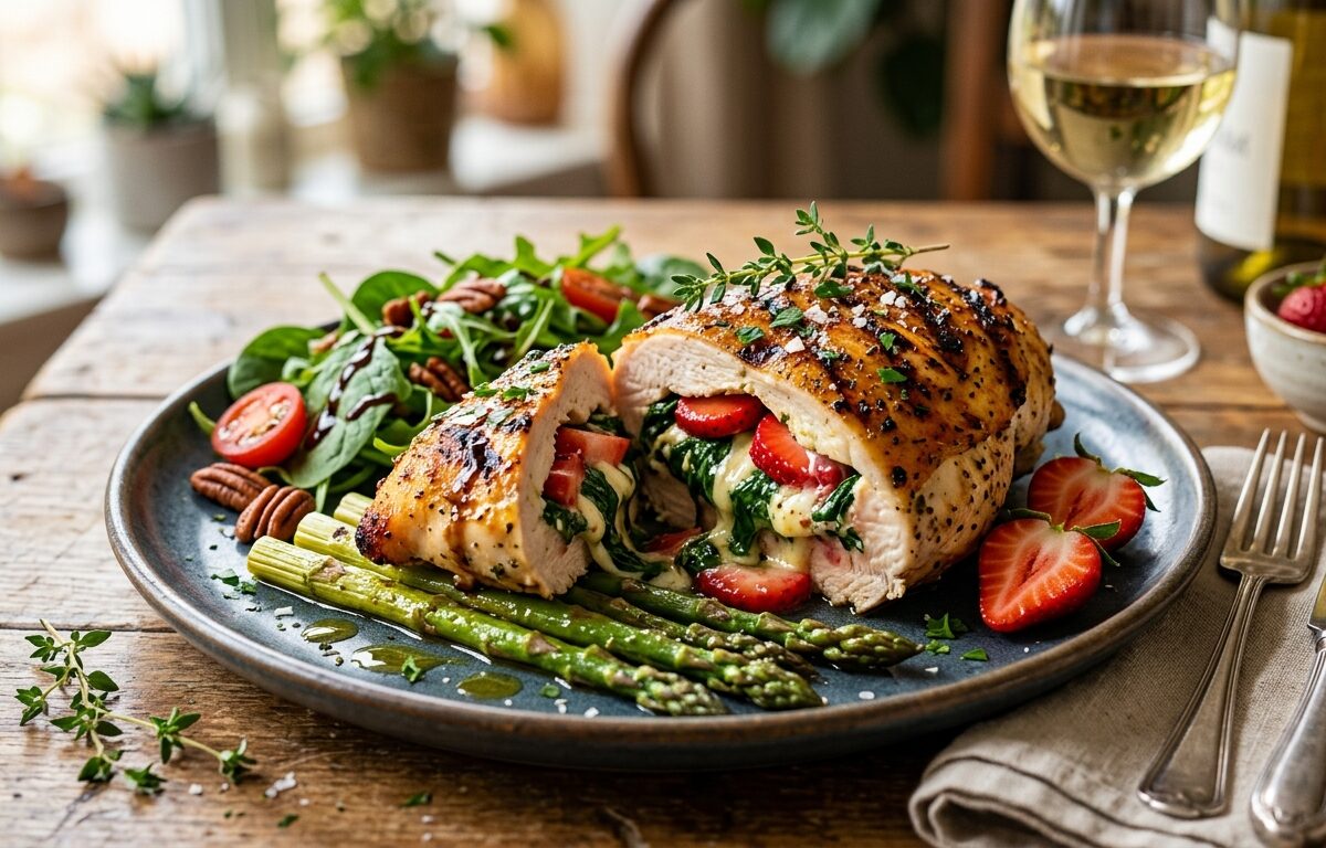 Strawberry and Spinach Stuffed Chicken Breast - main hero image