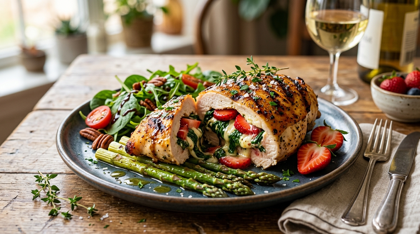Strawberry and Spinach Stuffed Chicken Breast - main hero image