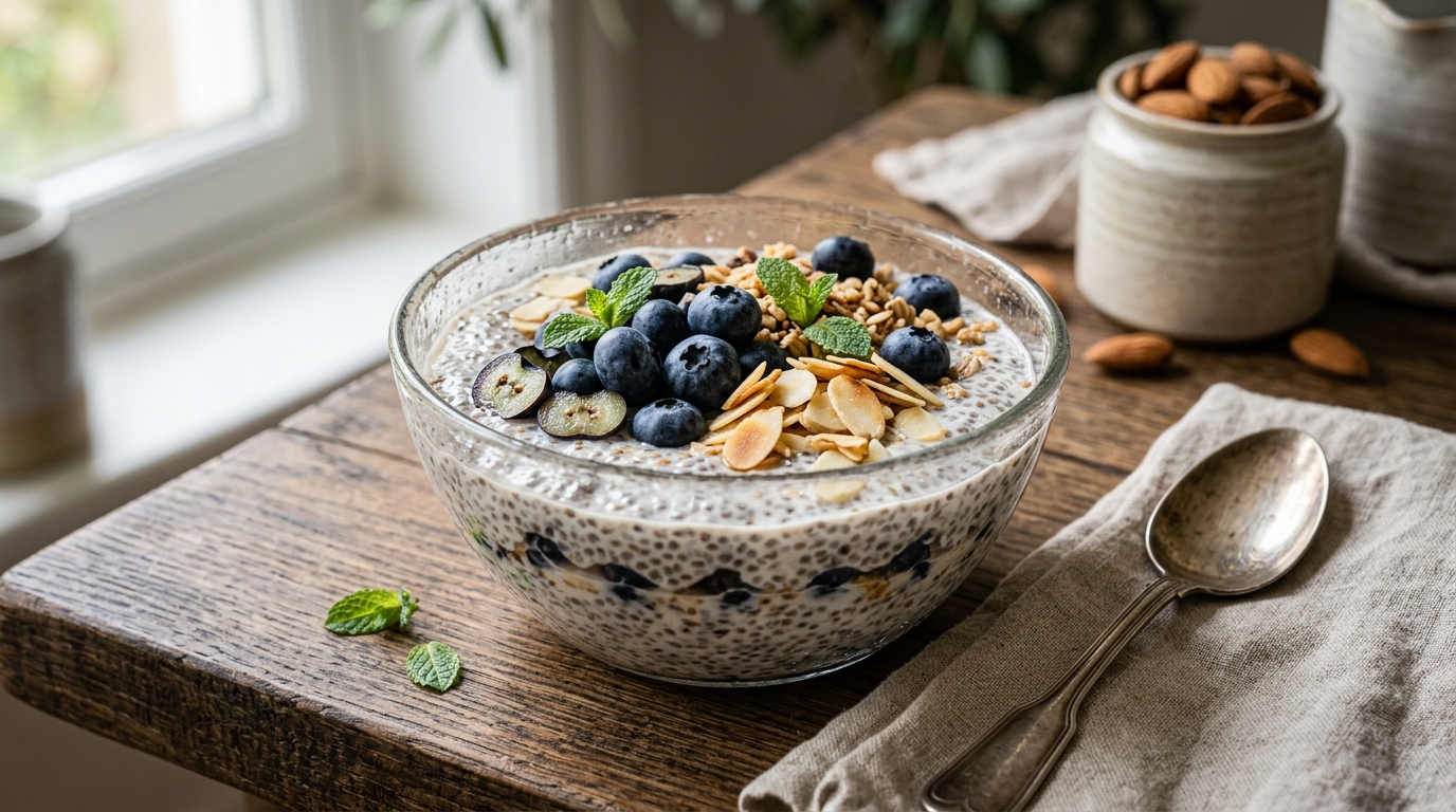 Blueberry and Almond Chia Pudding - main hero image