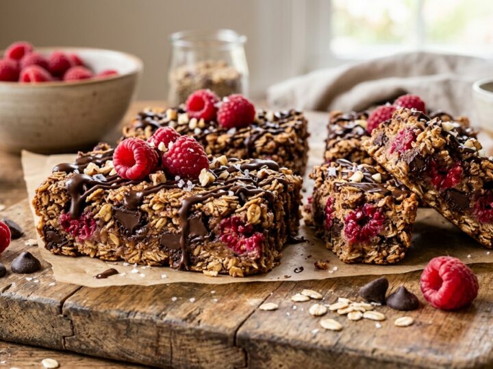 Raspberry and Dark Chocolate Oat Bars - main hero image
