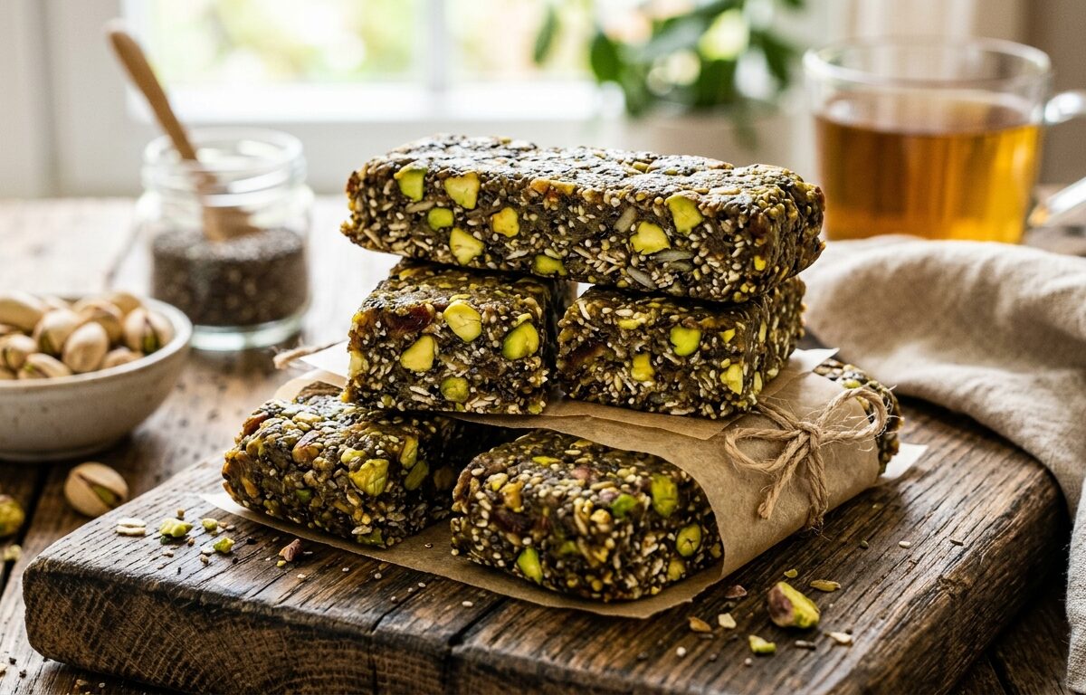 Pistachio and Chia Seed Energy Bars - main hero image