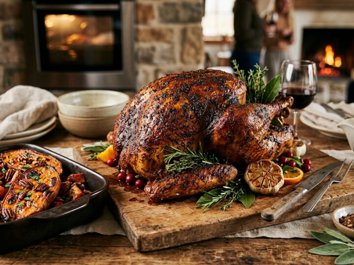 Espresso-Rubbed Turkey with Roasted Sweet Potatoes - main hero image
