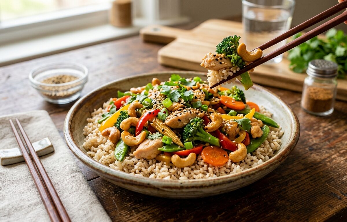 Cashew and Sesame Stir-Fry with Brown Rice - main hero image