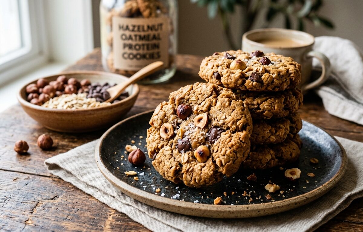 Hazelnut and Oatmeal Protein Cookies - main hero image