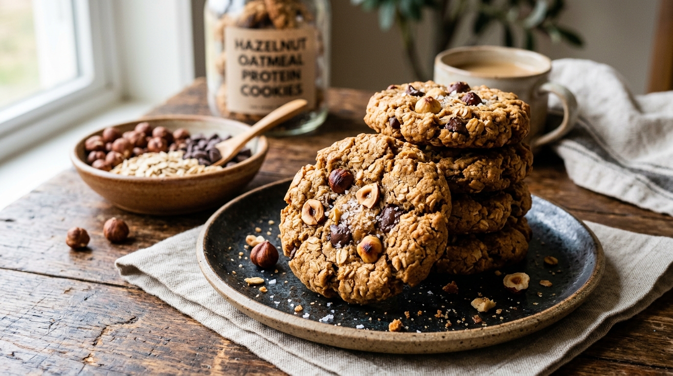 Hazelnut and Oatmeal Protein Cookies - main hero image