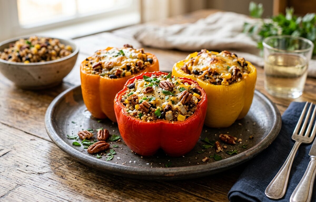 Pecan and Quinoa Stuffed Bell Peppers - main hero image
