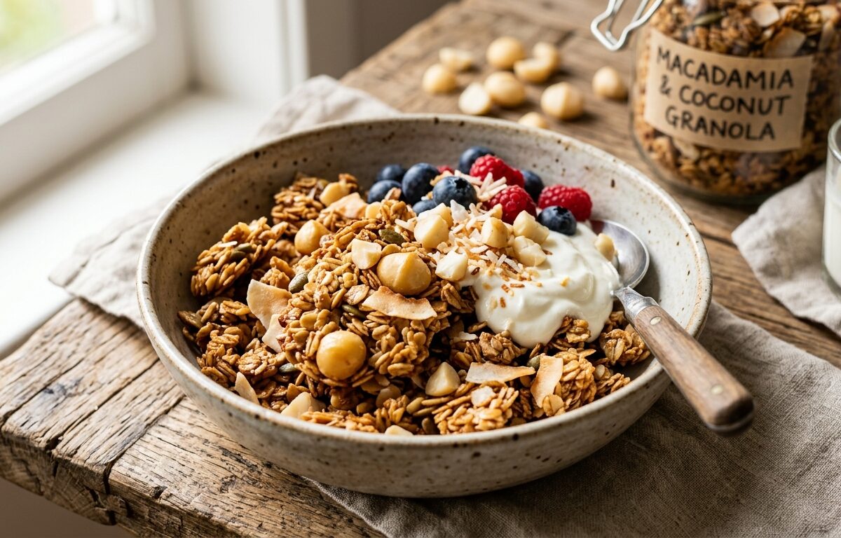 Macadamia and Coconut Granola Clusters - main hero image
