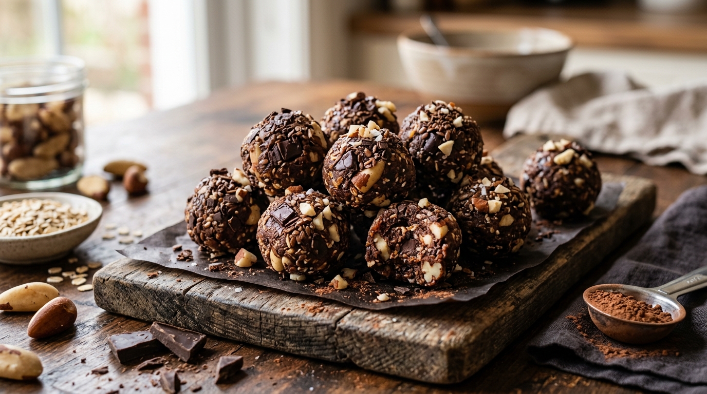 Brazil Nut and Dark Chocolate Energy Bites - main hero image
