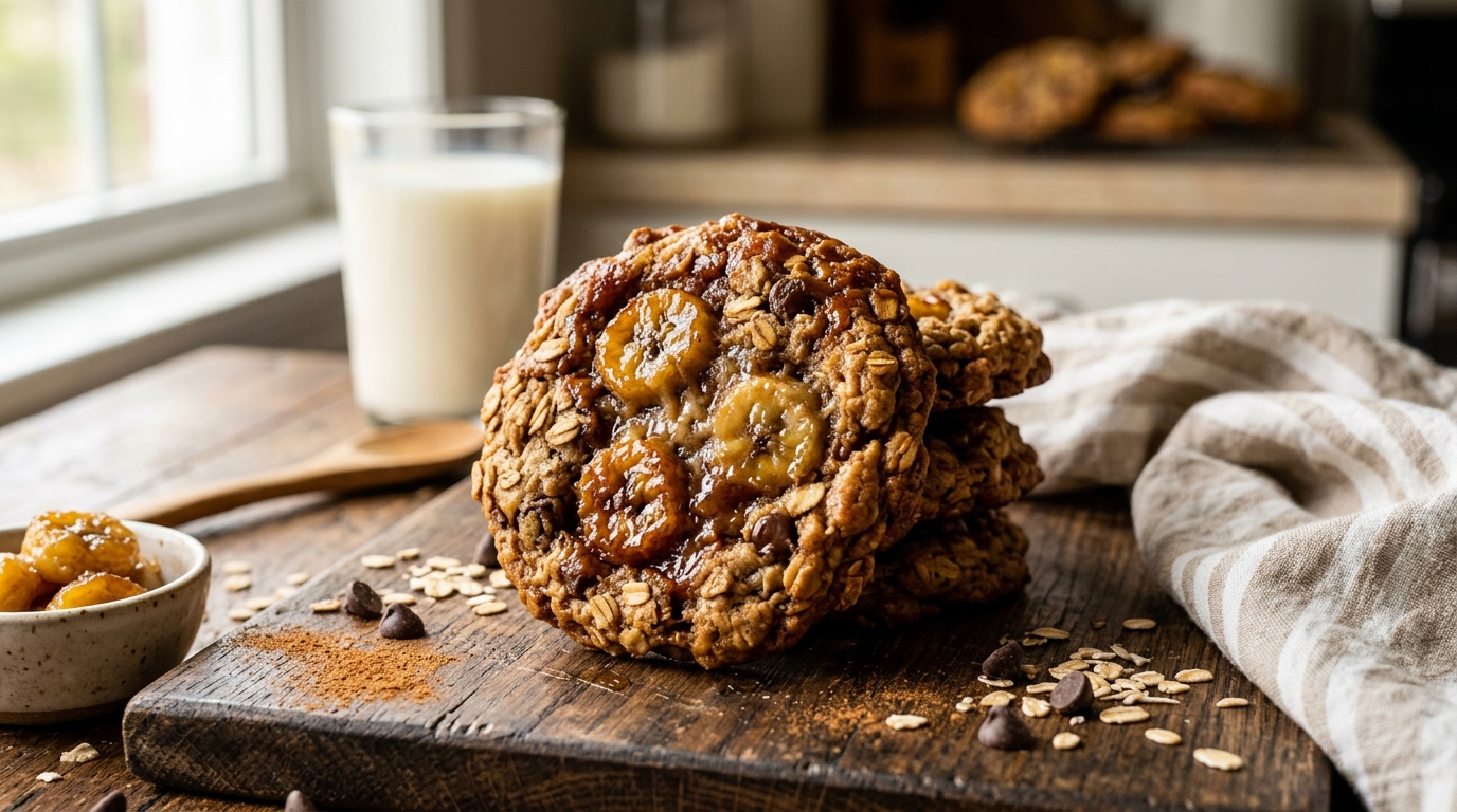 Caramelized Banana Oatmeal Cookies - main hero image