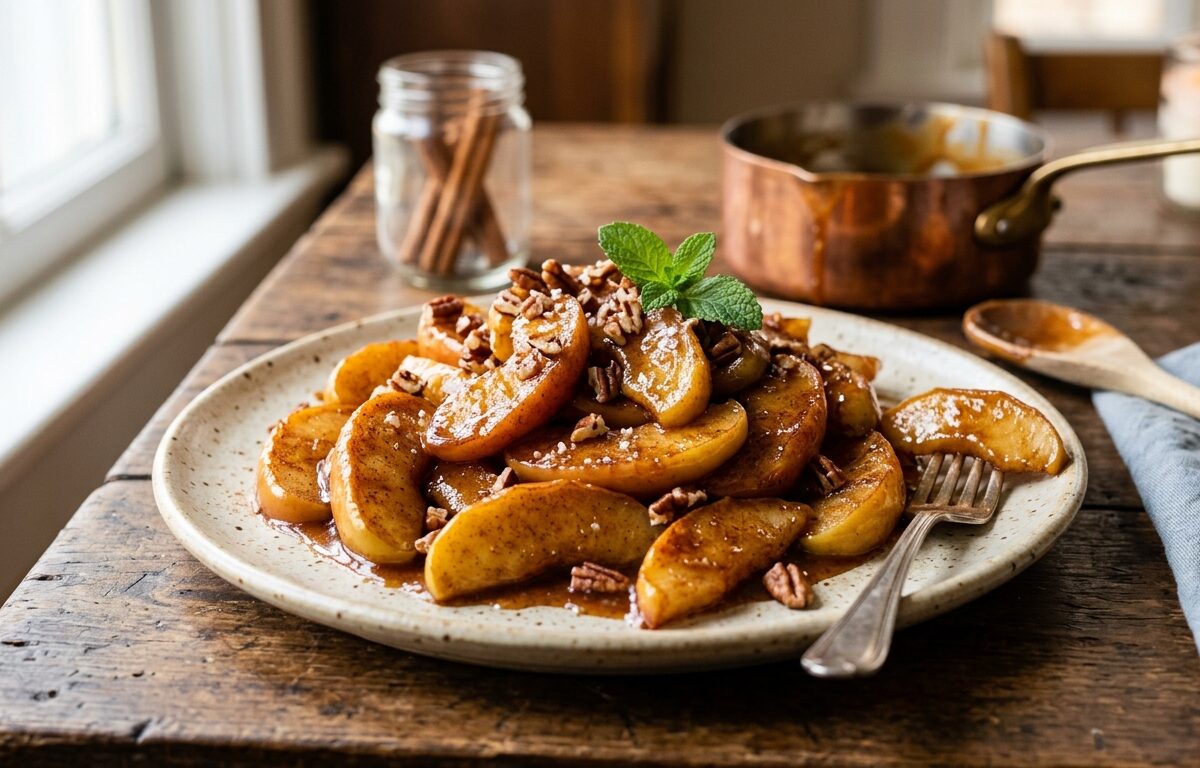 Baked Apple Slices with Cinnamon and Caramel Glaze - main hero image