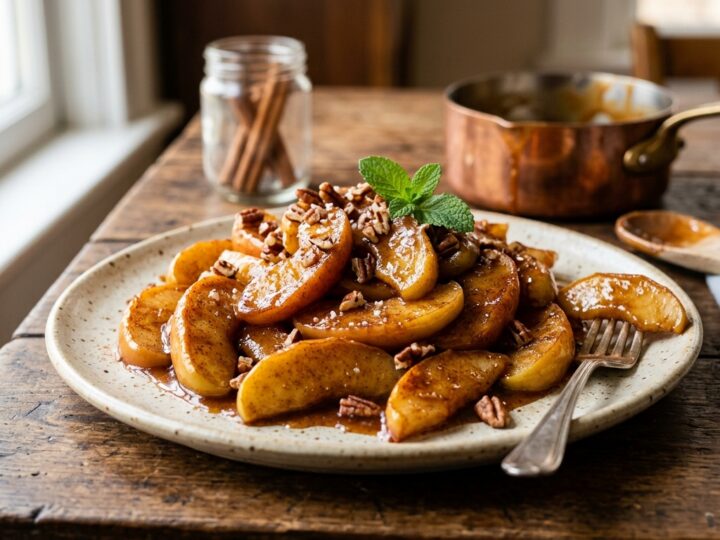 Baked Apple Slices with Cinnamon and Caramel Glaze - main hero image
