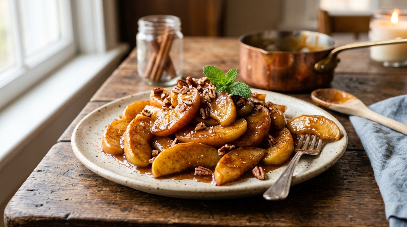 Baked Apple Slices with Cinnamon and Caramel Glaze - main hero image