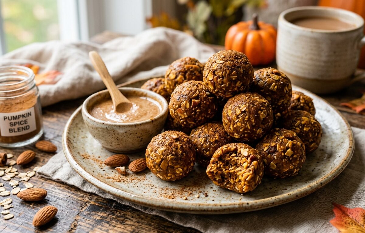 Pumpkin Spice Energy Bites with Almond Butter - main hero image