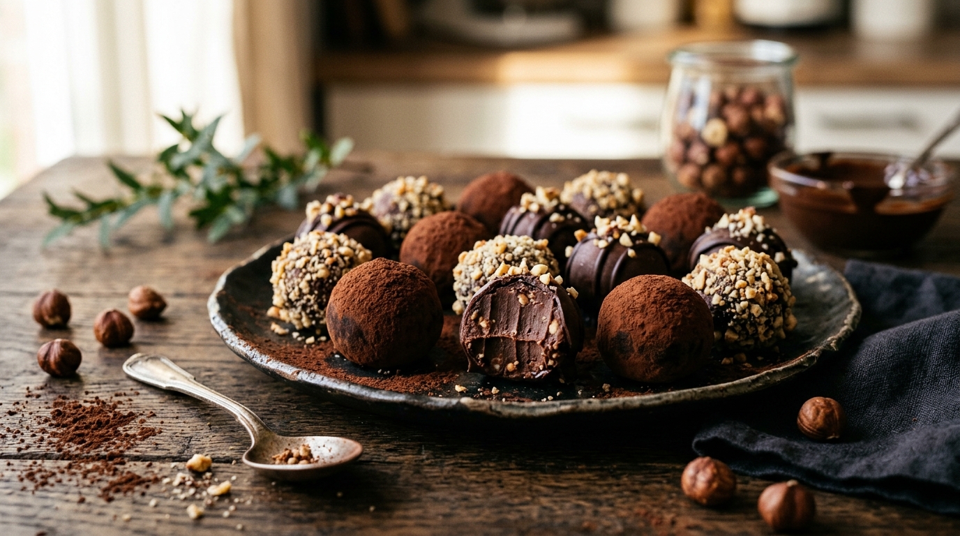 Vegan Chocolate Hazelnut Truffles - main hero image